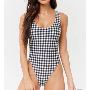 Vintage-Inspired Black and White Checked One Piece